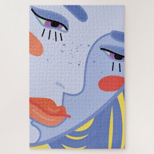  a womans face with a bright lipstick jigsaw puzzle