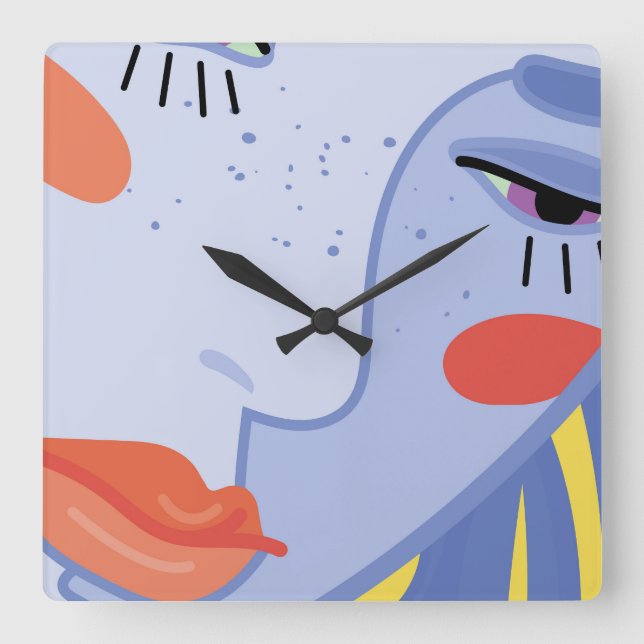  a woman's face with a bright lipstick. square wall clock (Front)