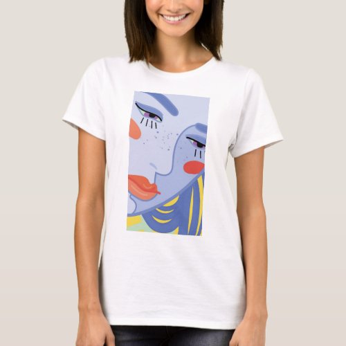  a womans face with a bright lipstick T_Shirt