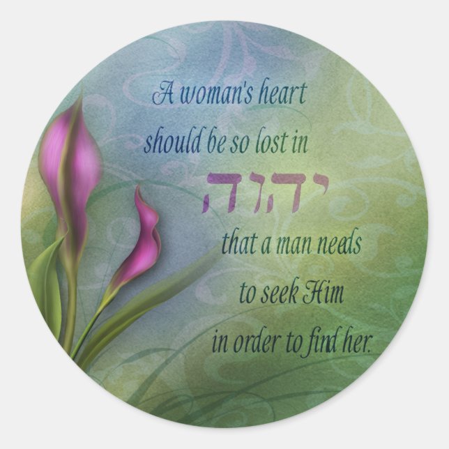 A Womans Heart - Calla Lily Classic Round Sticker (Front)