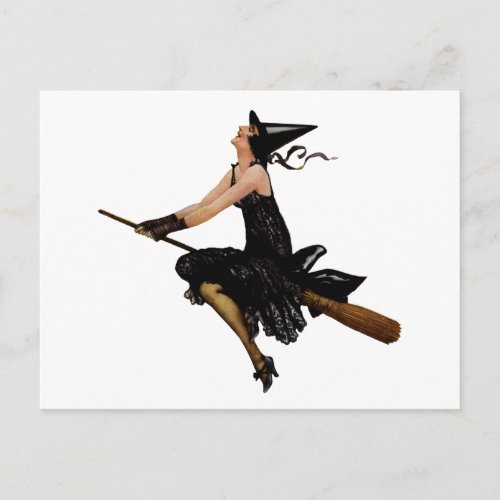 A Wonderful Witch Flies Away on her Broom Postcard