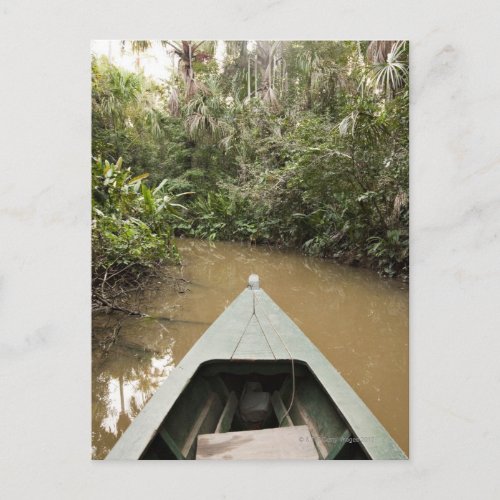 A wooden canoe made of Eucylptus tree floats in 2 Postcard