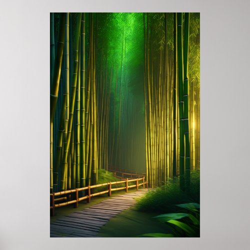 A Wooden Path Through the Lush Forest Poster