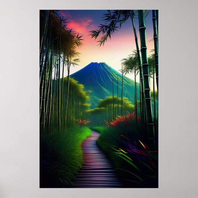 A Wooden Path to the Sleeping Volcano Poster (Front)