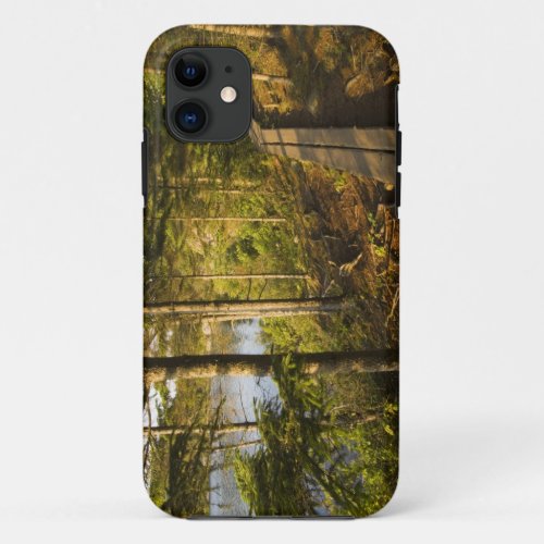 A wooden walkway in Acadia National Park Maine iPhone 11 Case