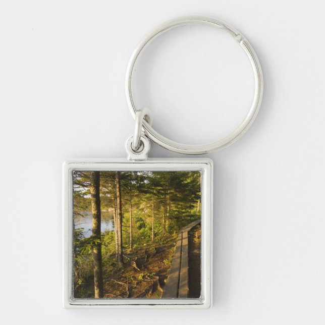 A wooden walkway in Acadia National Park Maine Keychain (Front)