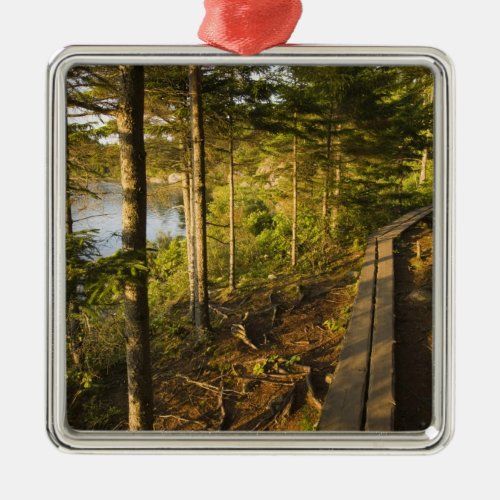 A wooden walkway in Acadia National Park Maine Metal Ornament