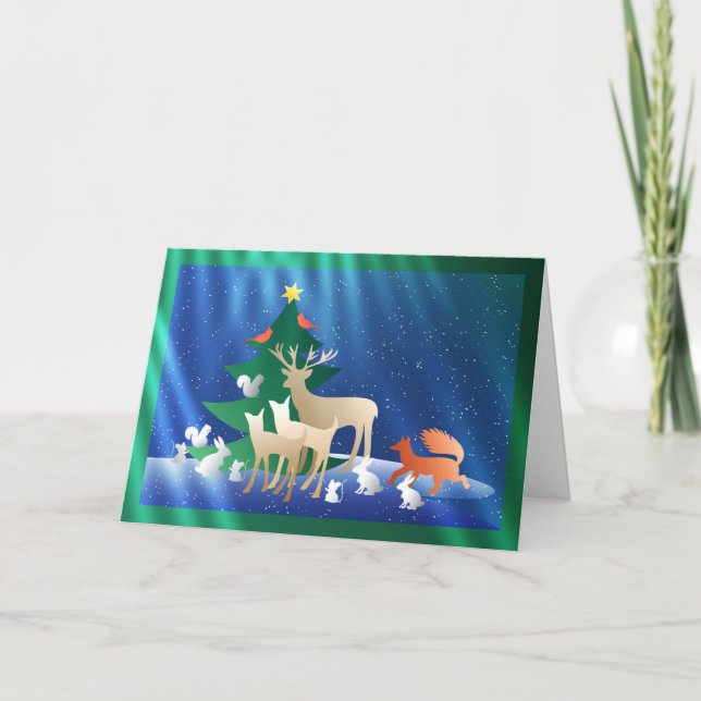 A Woodland Animal Christmas Holiday Card (Front)