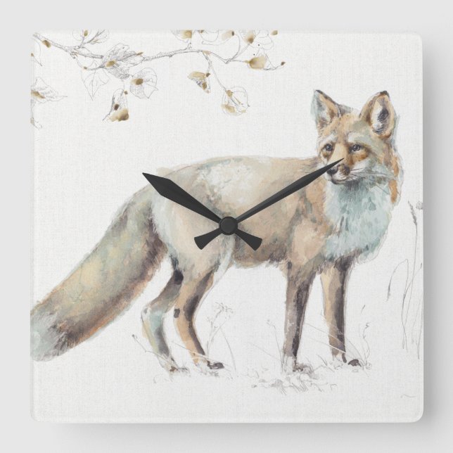 A Woodland Walk XI Square Wall Clock (Front)