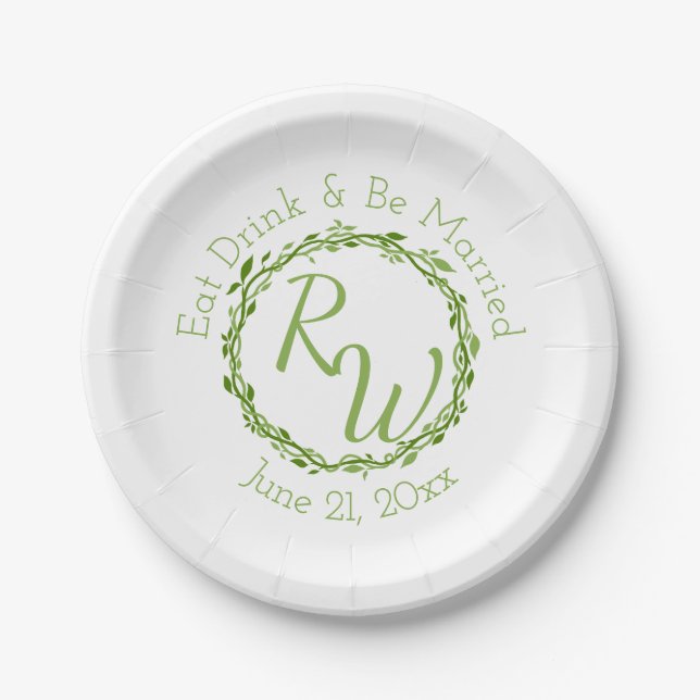 A Woodsy Elegance | Wedding Vine Garden Picnic Paper Plates (Front)