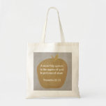 A Word Fitly Spoken, Gold Apple Tote Bags at Zazzle