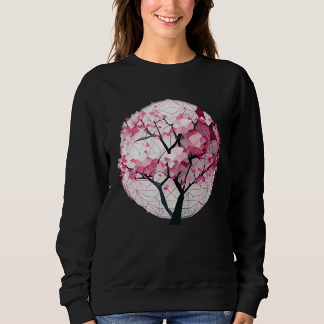 A Work of with a Cherry Blossom Sphere Geometric Sweatshirt (Front)