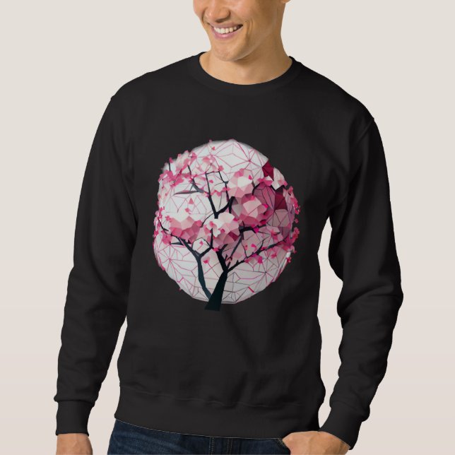 A Work of with a Cherry Blossom Sphere Geometric Sweatshirt (Front)