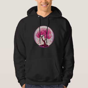 A Work of with a Geometric Cherry Blossom Tree Hoodie