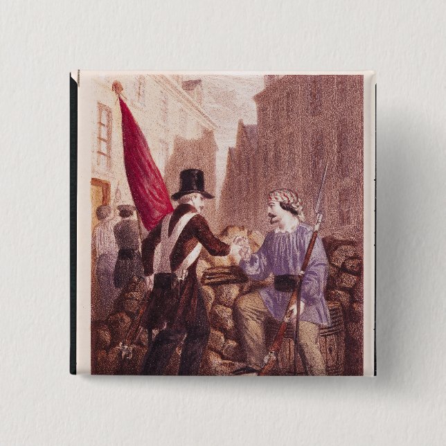 A Worker Sharing his Bread with a Student Pinback Button (Front)