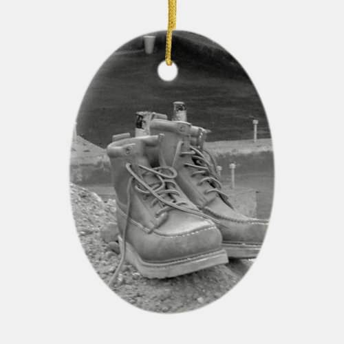 A Working Mans Boots Ceramic Ornament