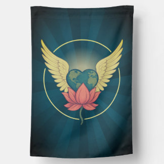 A World Held in Love House Flag Boho Weatherproof