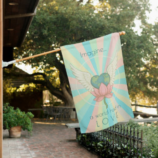 A World Held In LOVE Weatherproof House Flag