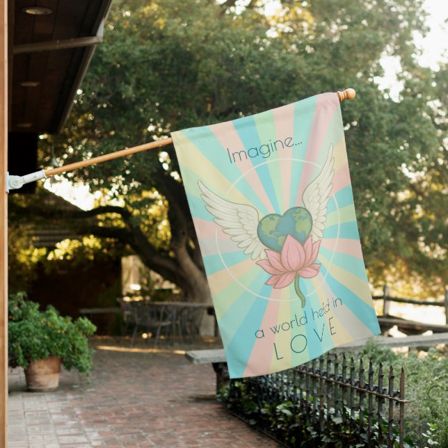 A World Held In LOVE Weatherproof House Flag (In SItu)