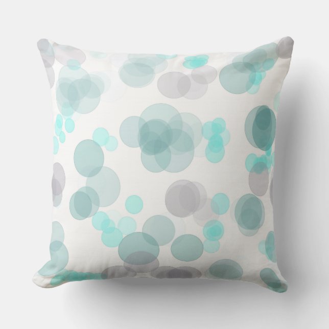 A world of blue poke a dots throw pillow (Front)