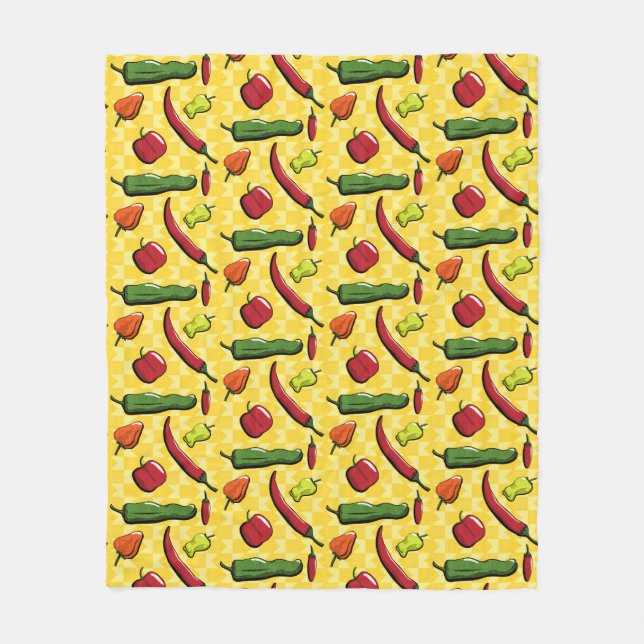A World of Chili Peppers Fleece Blanket (Front)