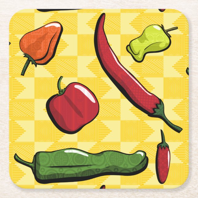 A World of Chili Peppers Paper Coaster (Front)