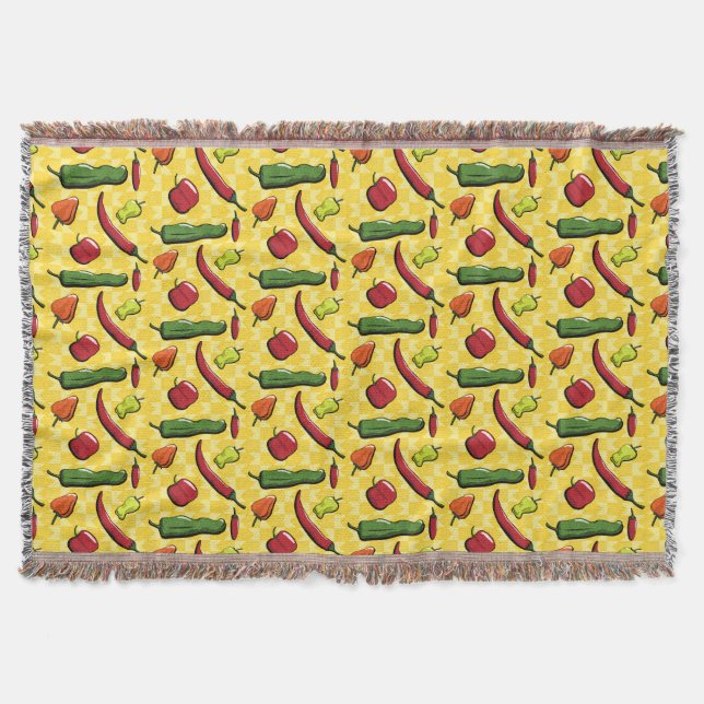 A World of Chili Peppers Throw Blanket (Front)