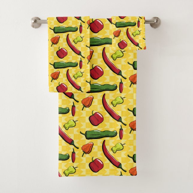 A World of Chili Peppers Towel Set (Insitu)