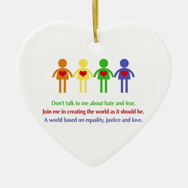 A World of Equality, Justice and Love Ceramic Ornament (Front)