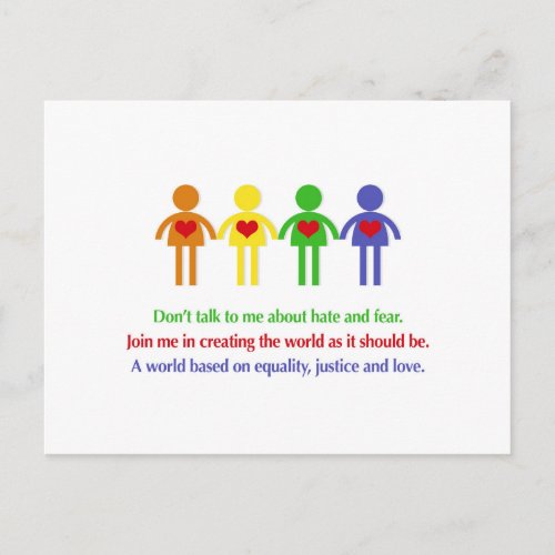 A World of Equality Justice and Love Postcard