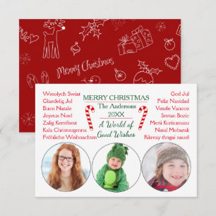 A World of Good Wishes 3 Photos-3x5 Christmas Card