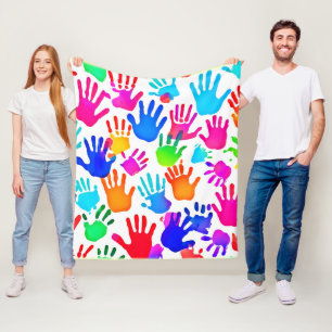 A World of Hands in Color Fleece Blanket
