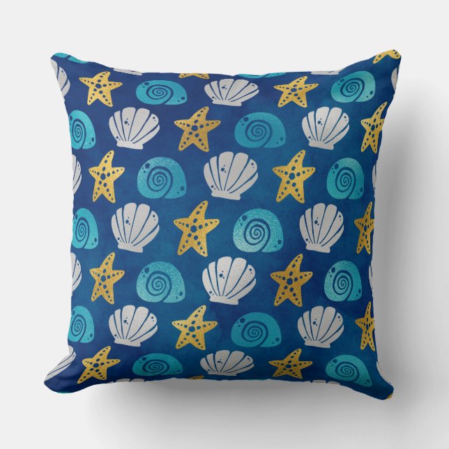 A world of Seashells Throw Pillow (Front)