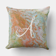 A World on Fire Pastel Monogram Throw Pillow