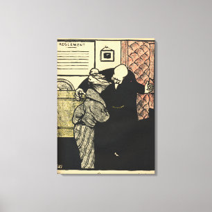 A worthy man ushers a young woman into his canvas print