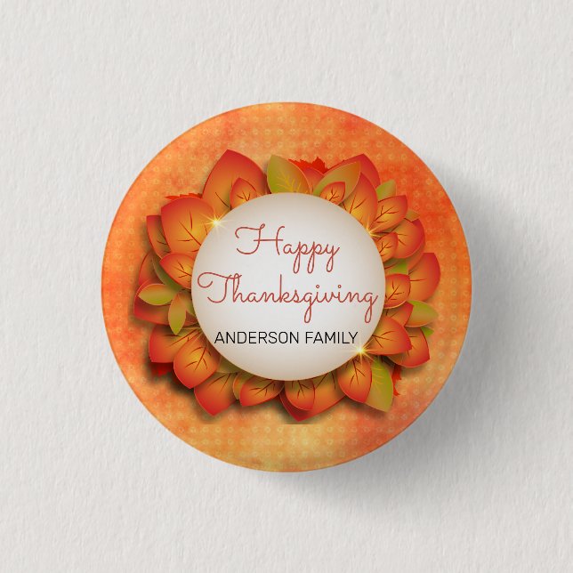A Wreath of Fall Leaves Button (Front)