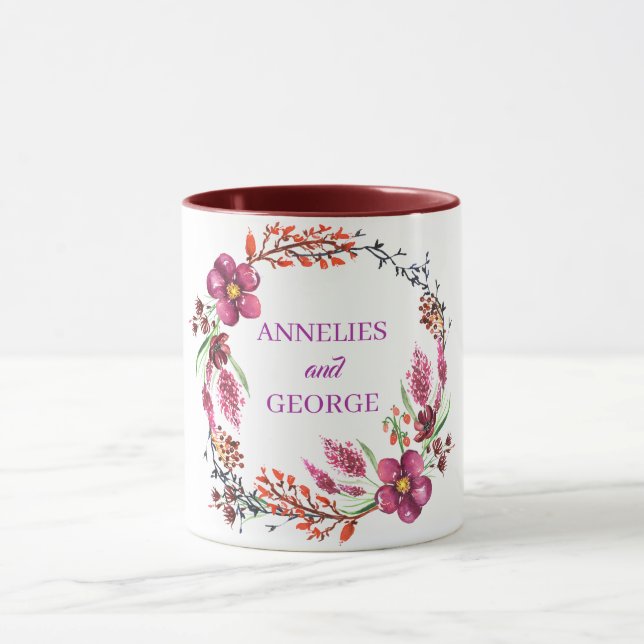 A Wreath of Flowers and Twigs Mug (Center)