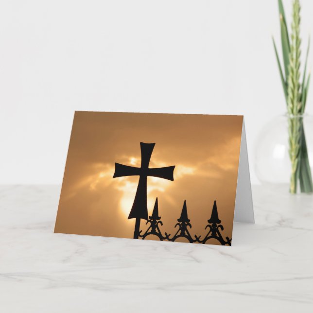 A Wrought-iron Cross on a Fence Card (Front)