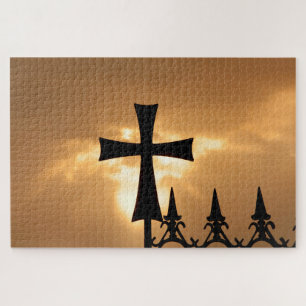 A Wrought-iron Cross on a Fence Jigsaw Puzzle