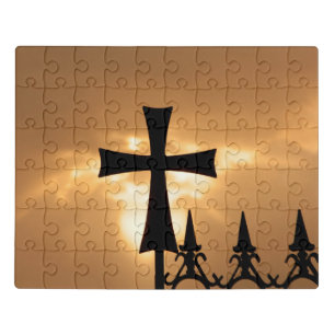 A Wrought-iron Cross on a Fence Jigsaw Puzzle