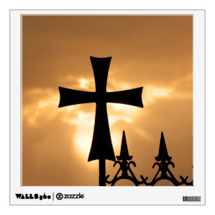 A Wrought-iron Cross on a Fence Wall Decal