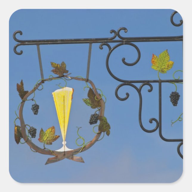 A wrought iron sign that illustrates the theme square sticker (Front)