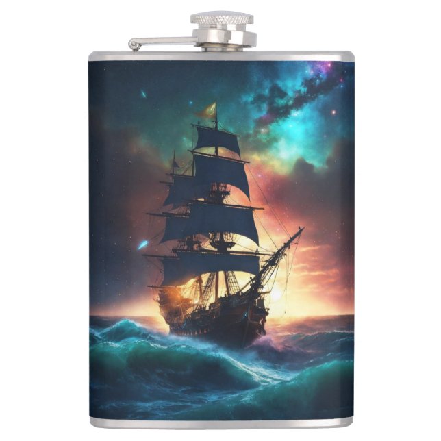  A Yacht's Struggle Amidst the W Flask (Front)