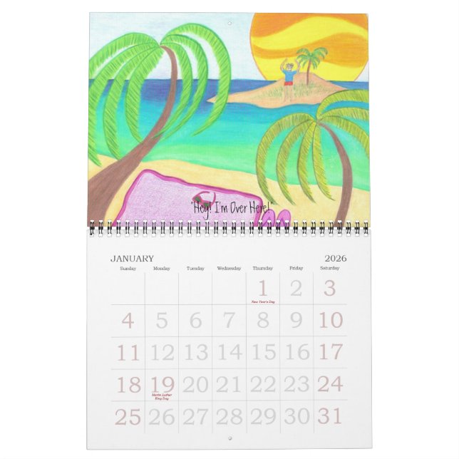 A Year at the Beach Calendar (Jan 2026)