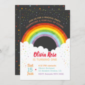 A Year Full of Colors | Rainbow First Birthday Invitation (Front/Back)