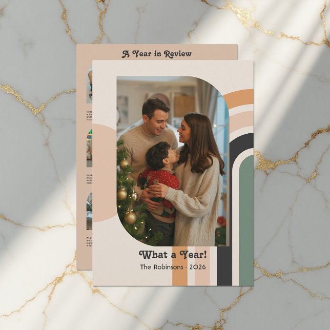 A Year in Review 12 Photo Collage Retro Holiday (A Year in Review 12 Photo Collage Retro Holiday Card)