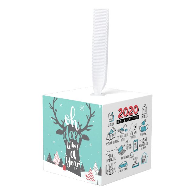 A Year In Review 2020 Christmas Keepsake Cube Ornament (Front Angled)