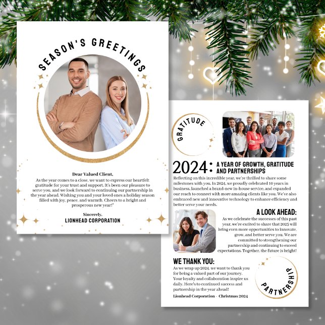 A Year In Review Business Christmas Card (Send your clients a unique Christmas card with this Year In Review holiday card)