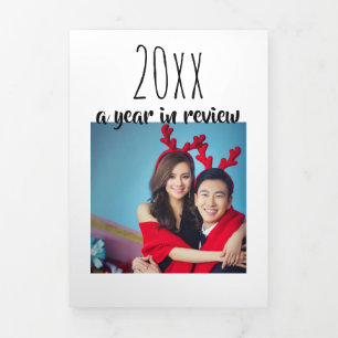 A Year In Review Holiday Photo Collage Tri-Fold Holiday Card