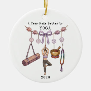 A year Made Better By Yoga Christmas Holiday Ceramic Ornament